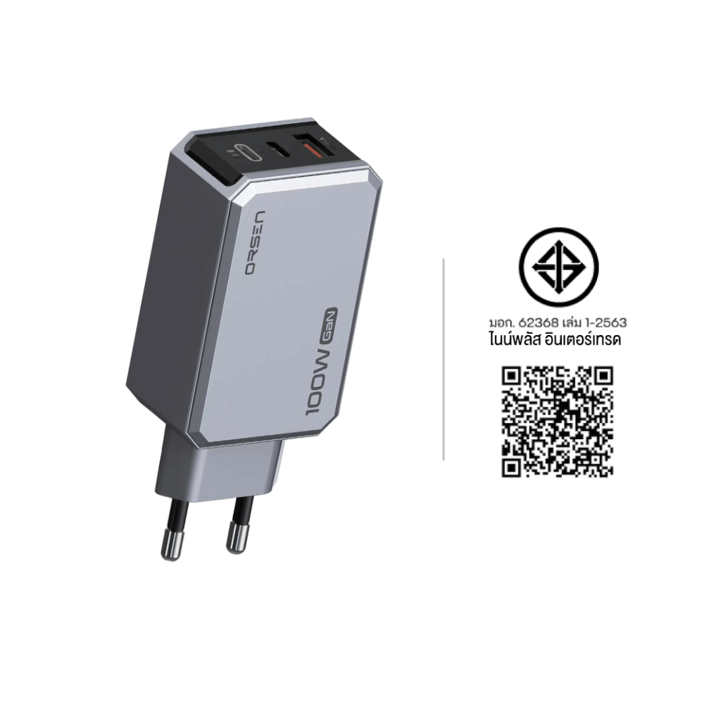 หัวชาร์จ ORSEN BY ELOOP C101T สีเงิน ชาร์จเร็ว 100W PD QC PPS_10